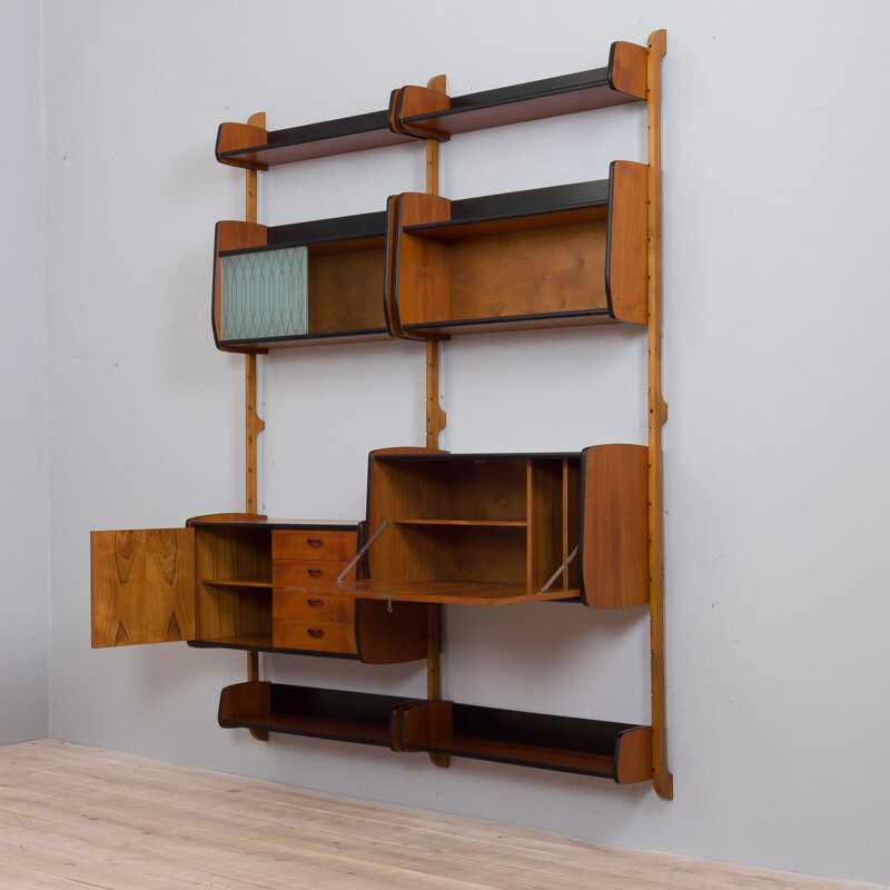 Vintage two bay teak Ergo modular wall unit by John Texmon for Blindheim Møbelfabrikk, 1960s