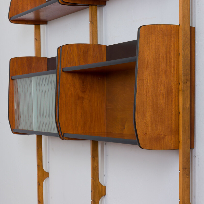 Vintage two bay teak Ergo modular wall unit by John Texmon for Blindheim Møbelfabrikk, 1960s