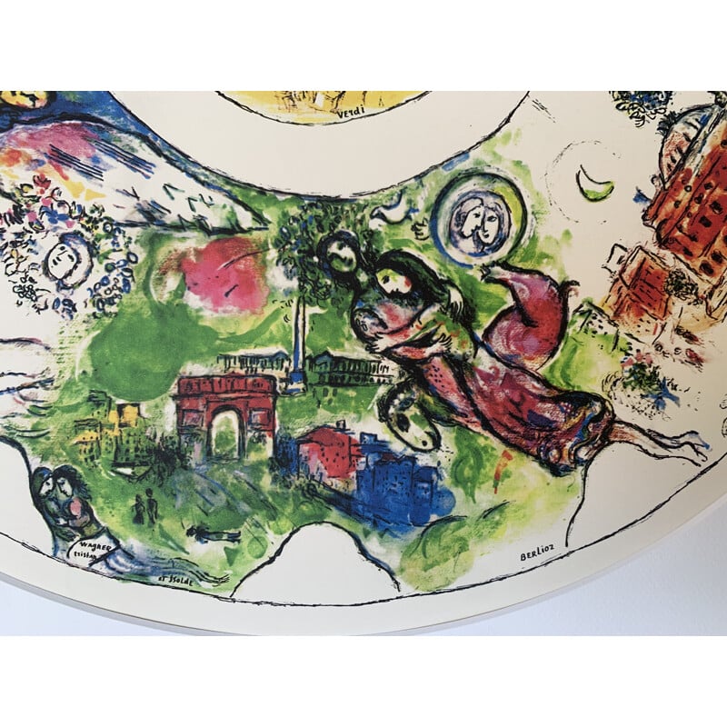 Lithographie vintage la coupole de l'opéra garnier par Marc Chagall, 1963