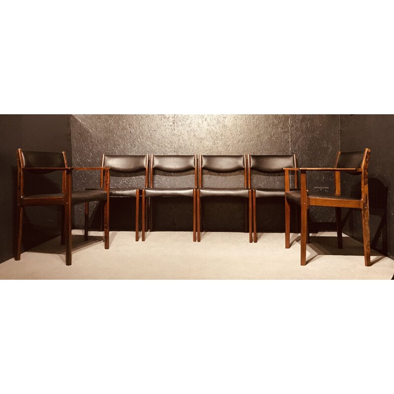 Set of 6 vintage Danish dining chairs in rosewood by SAX, 1960s