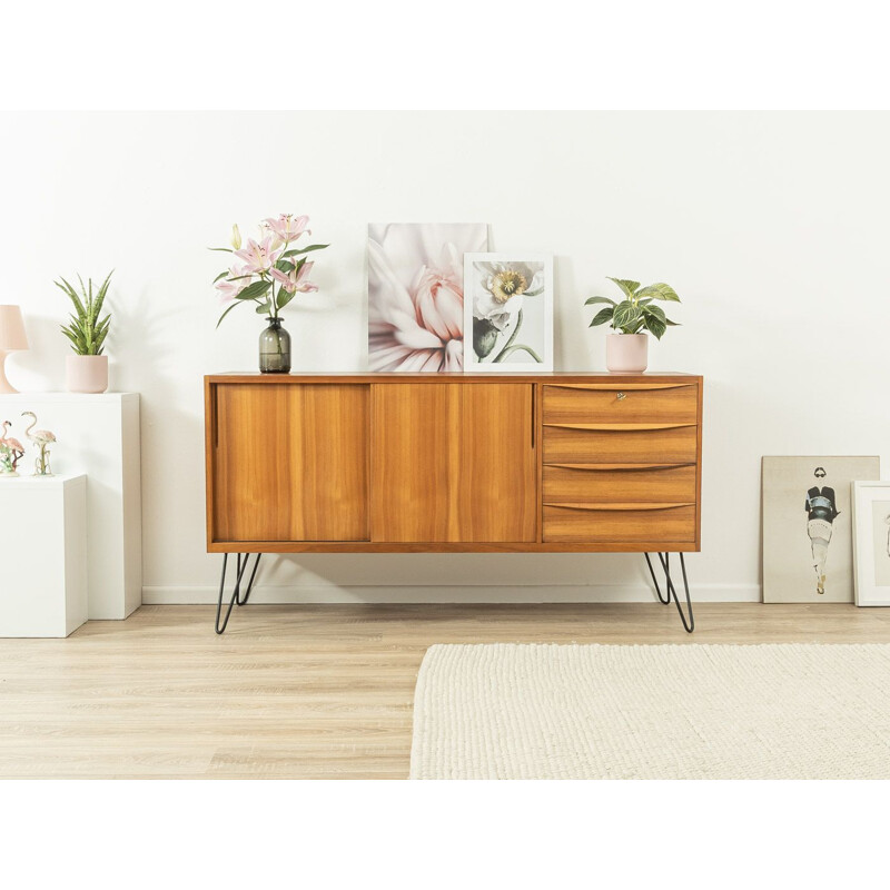 Mid century walnut sideboard with two sliding doors, Germany 1950s