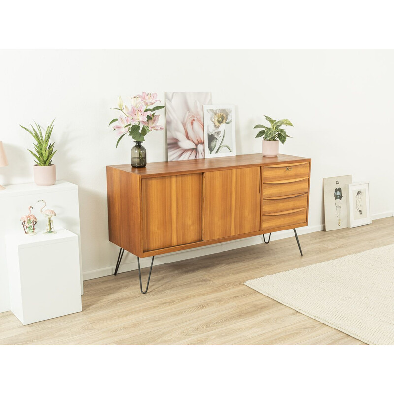 Mid century walnut sideboard with two sliding doors, Germany 1950s