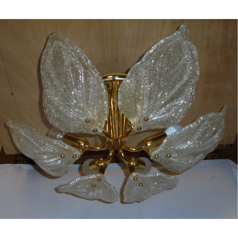 Vintage Murano glass ceiling lamp by Novaresi, 1980