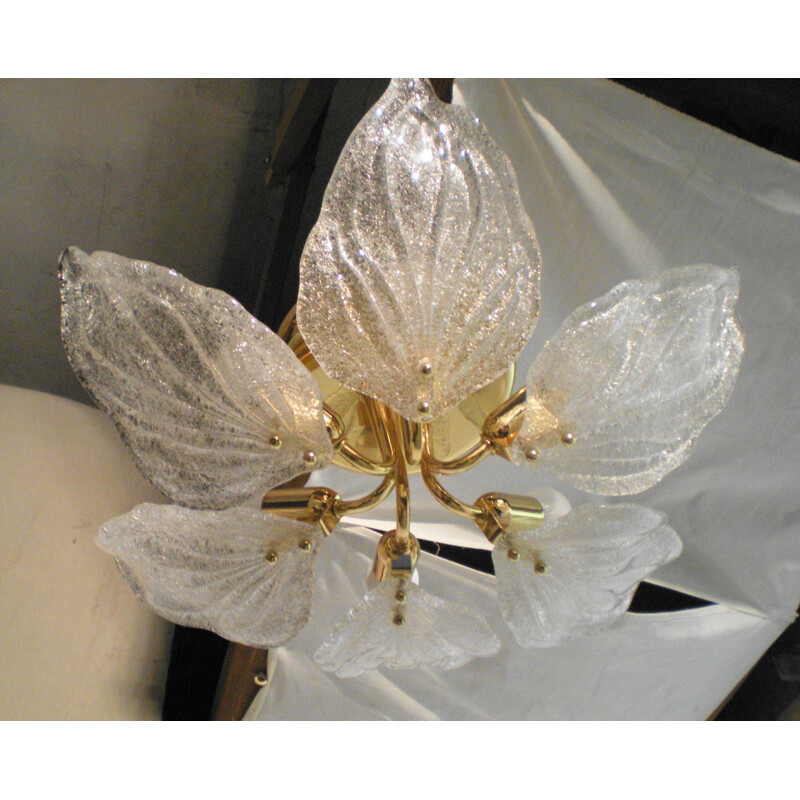 Vintage Murano glass ceiling lamp by Novaresi, 1980