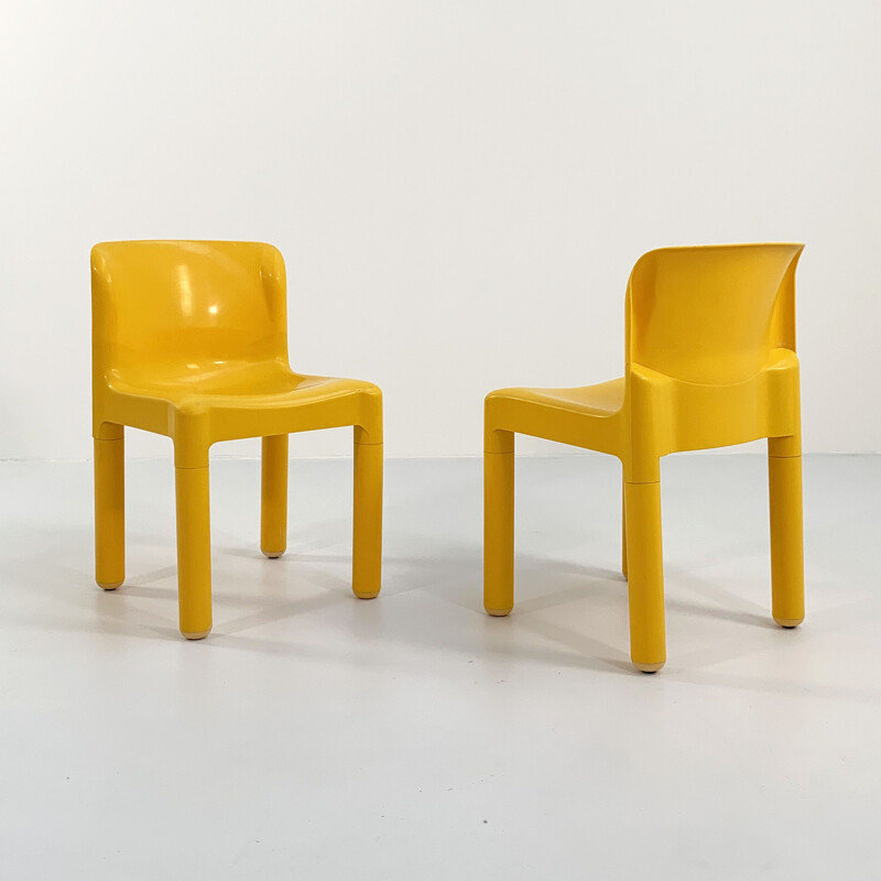 Chaise vintage modèle 4875 jaune par Carlo Bartoli pour Kartell, 1970