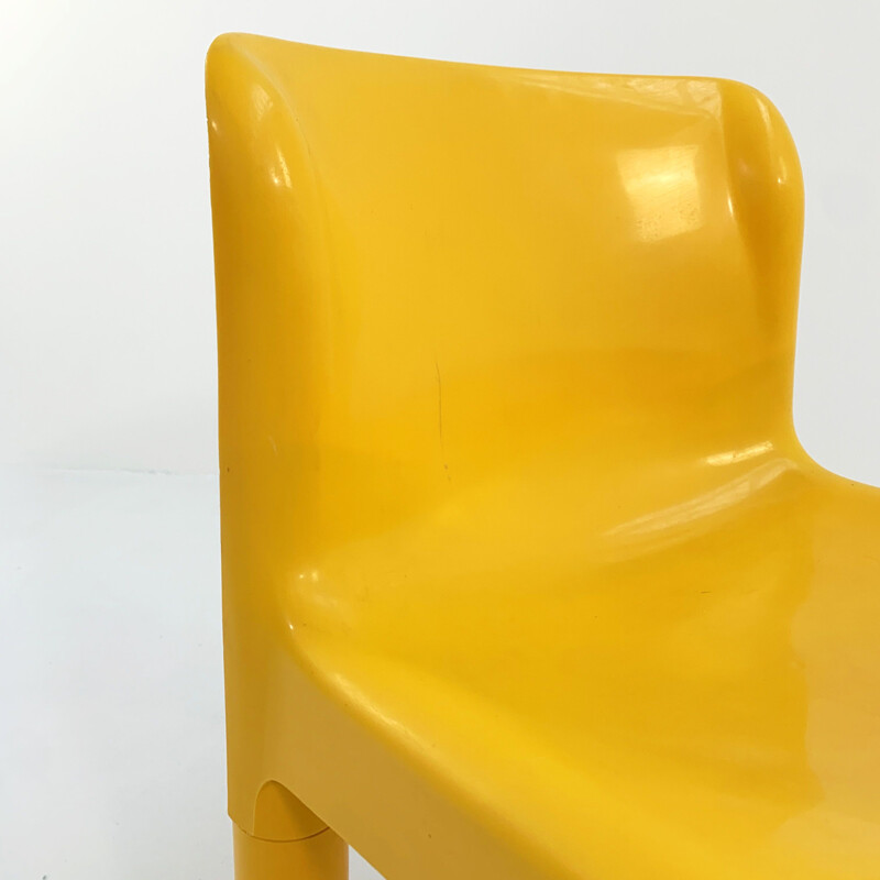 Chaise vintage modèle 4875 jaune par Carlo Bartoli pour Kartell, 1970