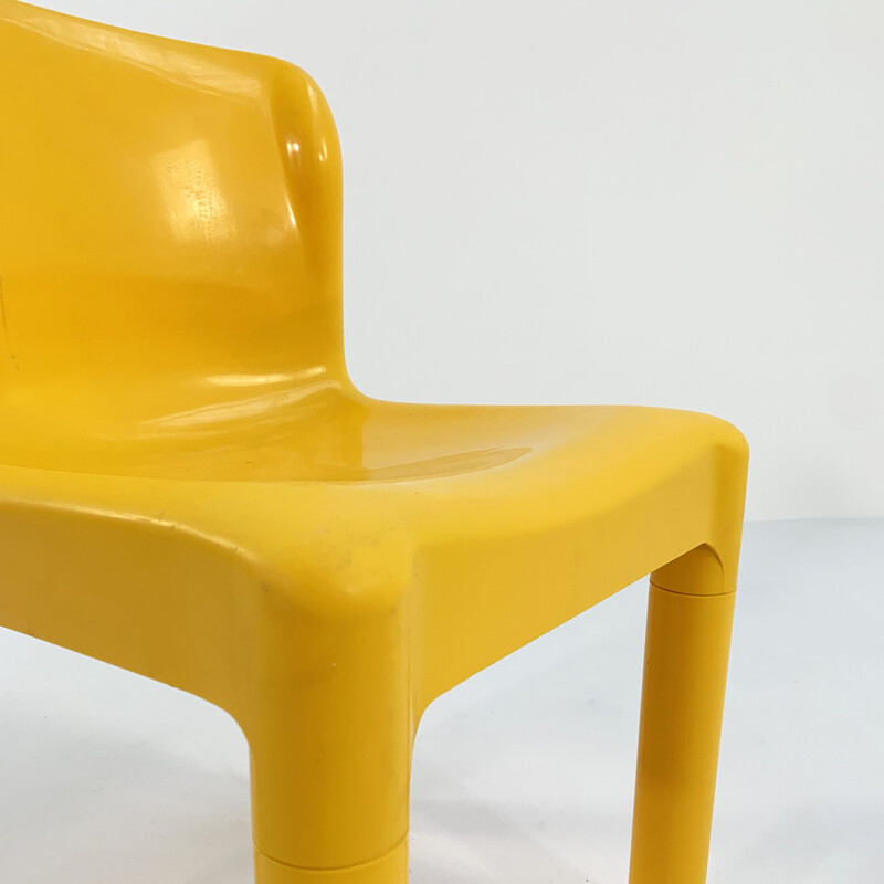 Chaise vintage modèle 4875 jaune par Carlo Bartoli pour Kartell, 1970