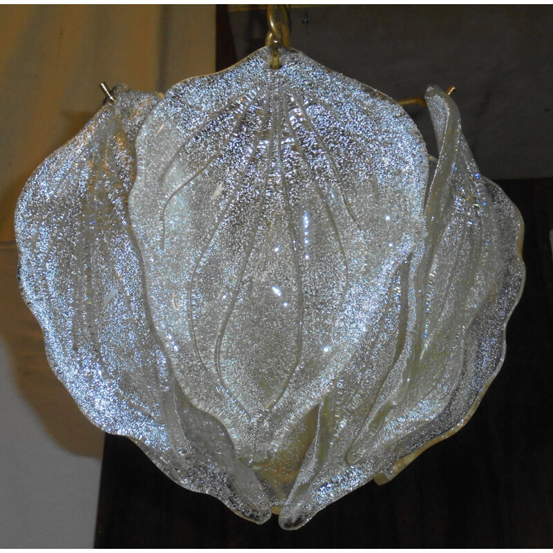 Lámpara vintage de cristal de Murano de Novaresi, 1980