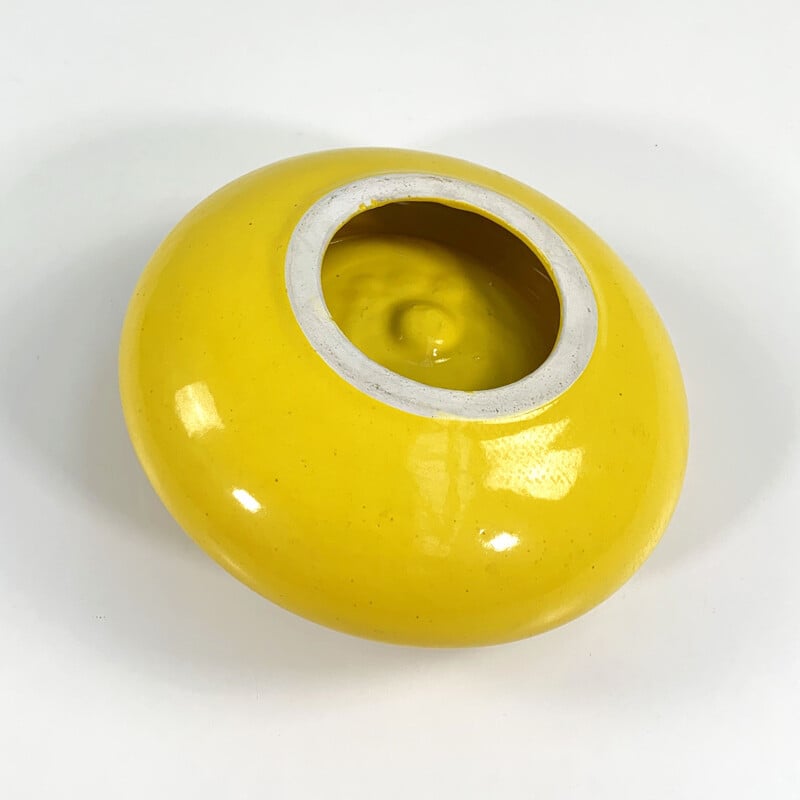 Black & yellow Italian vintage ashtray in ceramic, 1980s