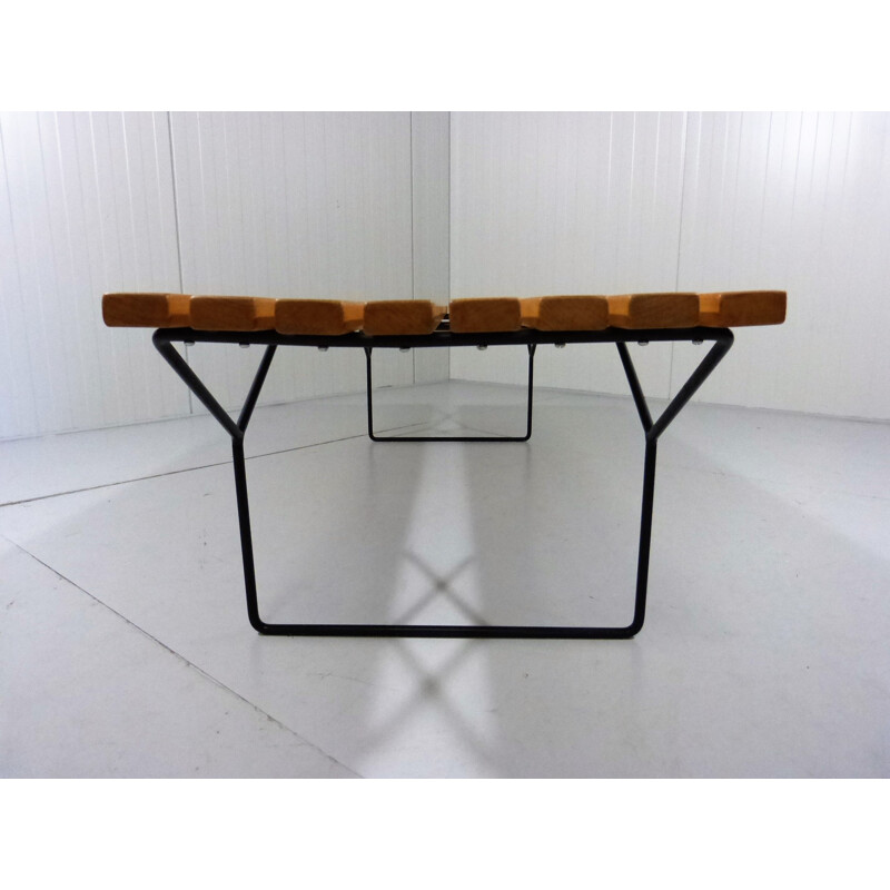 Knoll "400" bench in beech and black lacquered steel, Harry BERTOIA - 1950s