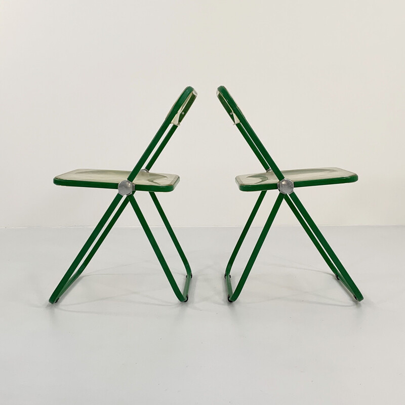 Ensemble de 4 chaises vintage Plia vertes par Giancarlo Piretti pour Anonima Castelli, 1960