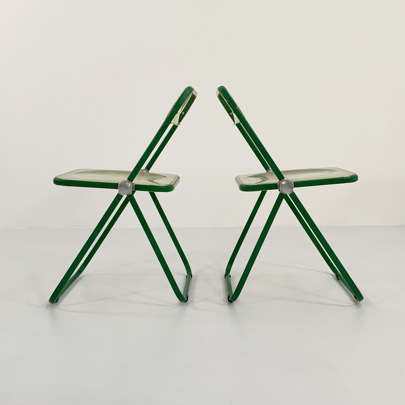 Set of 4 vintage green Plia chairs by Giancarlo Piretti for Anonima Castelli, 1960s