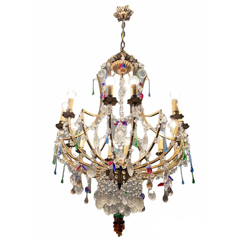 Mid century Murano fruit glass chandelier with 12 lights