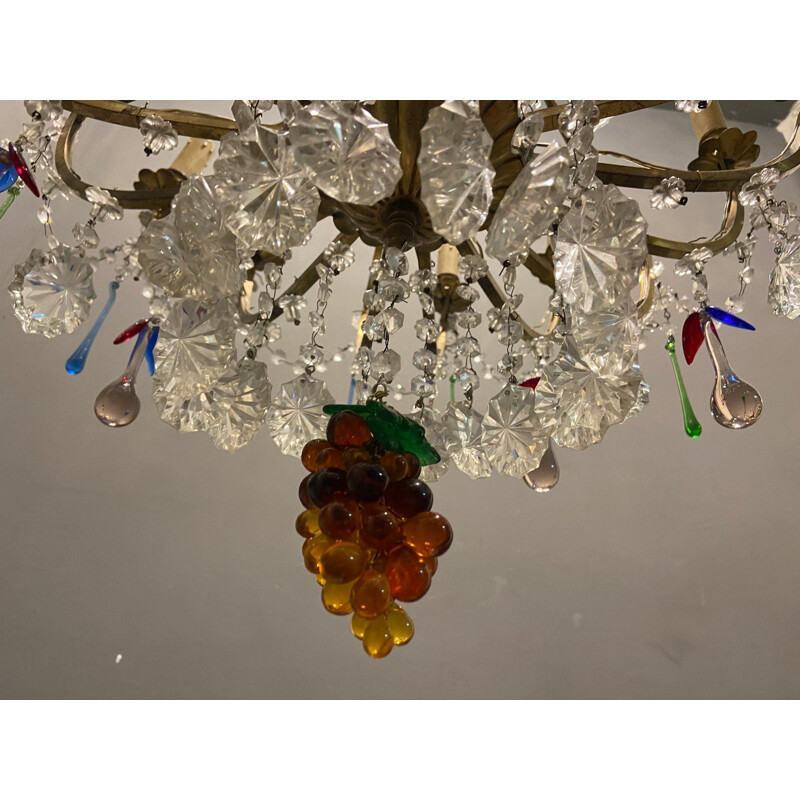 Lustre vintage en verre fruitier de Murano avec 12 lumières