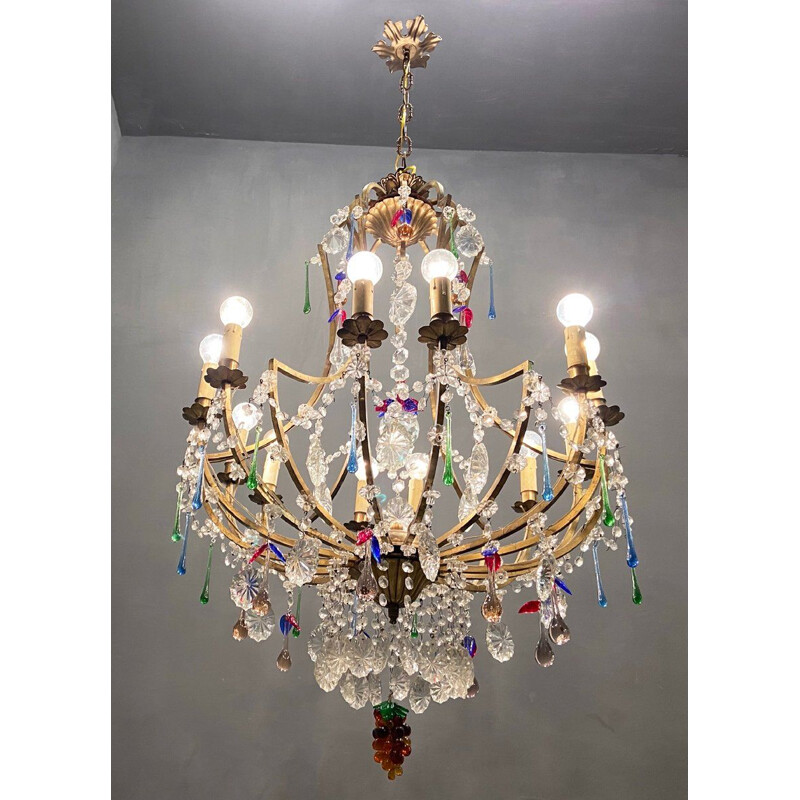 Mid century Murano fruit glass chandelier with 12 lights