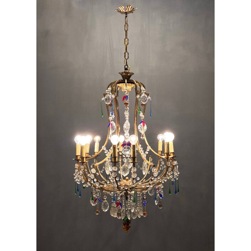 Mid century Murano fruit glass chandelier with 12 lights