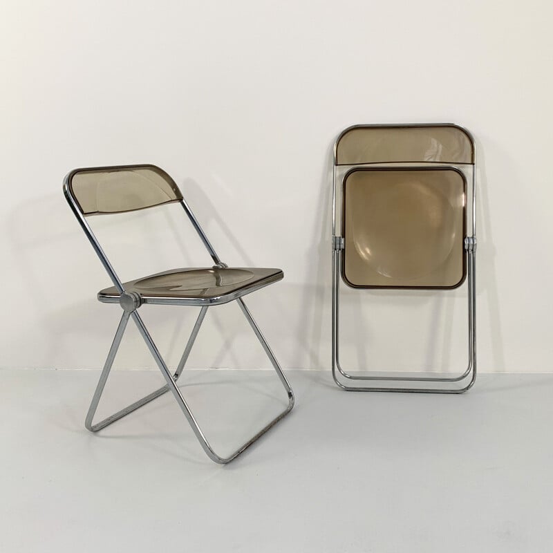 Suite de 4 chaises vintage Plia fumées par Giancarlo Piretti pour Anonima Castelli, 1960