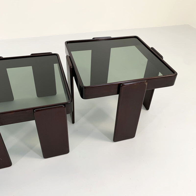 Vintage wood nesting tables by Gianfranco Frattini for Cassina, 1970s