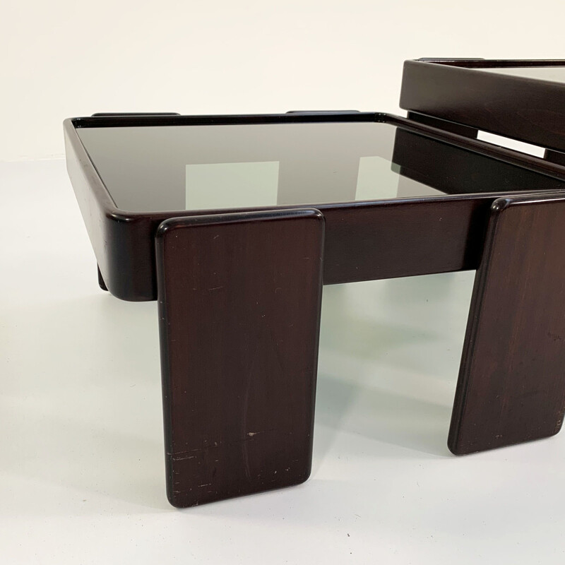 Vintage wood nesting tables by Gianfranco Frattini for Cassina, 1970s