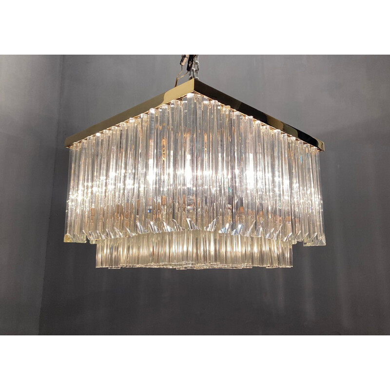 Vintage Murano glass prism chandelier, 1970