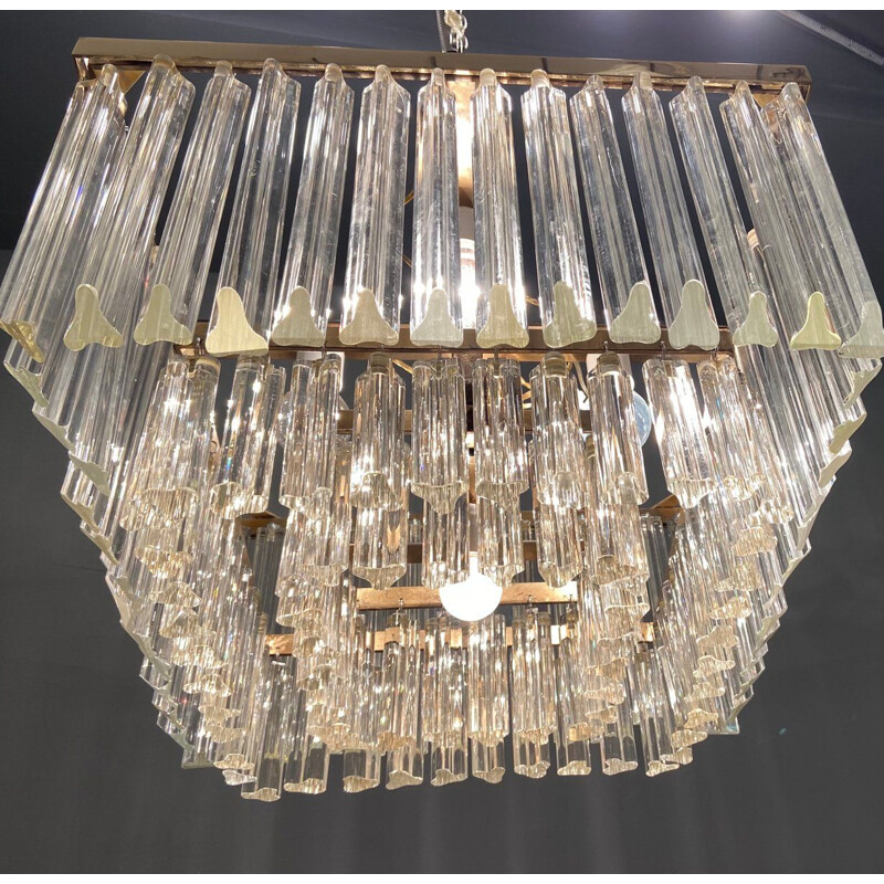 Vintage Murano glass prism chandelier, 1970