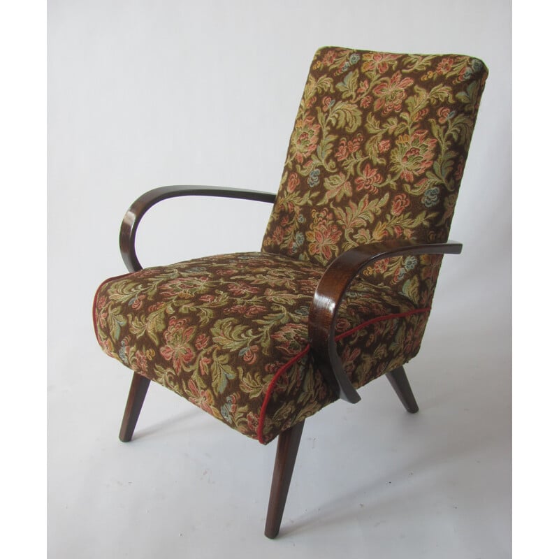 Sillón vintage con diseño floral de Jaroslav Šmídek para TON, Checoslovaquia 1960