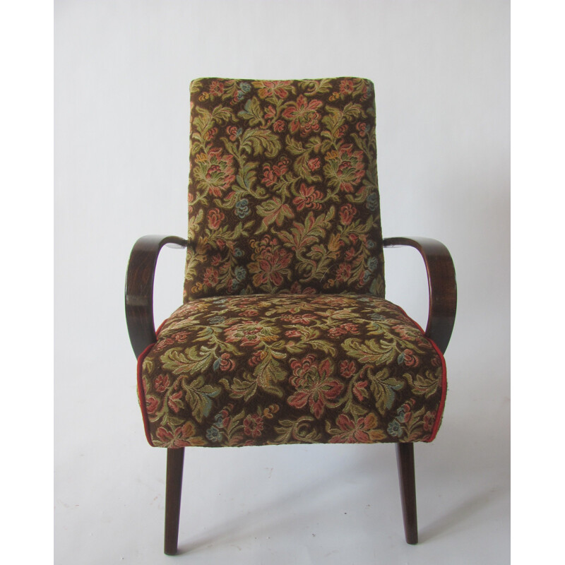 Sillón vintage con diseño floral de Jaroslav Šmídek para TON, Checoslovaquia 1960