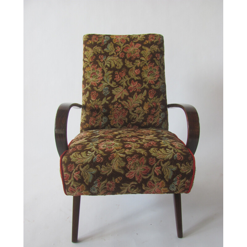 Vintage armchair in floral pattern by Jaroslav Šmídek for TON, Czechoslovakia 1960s