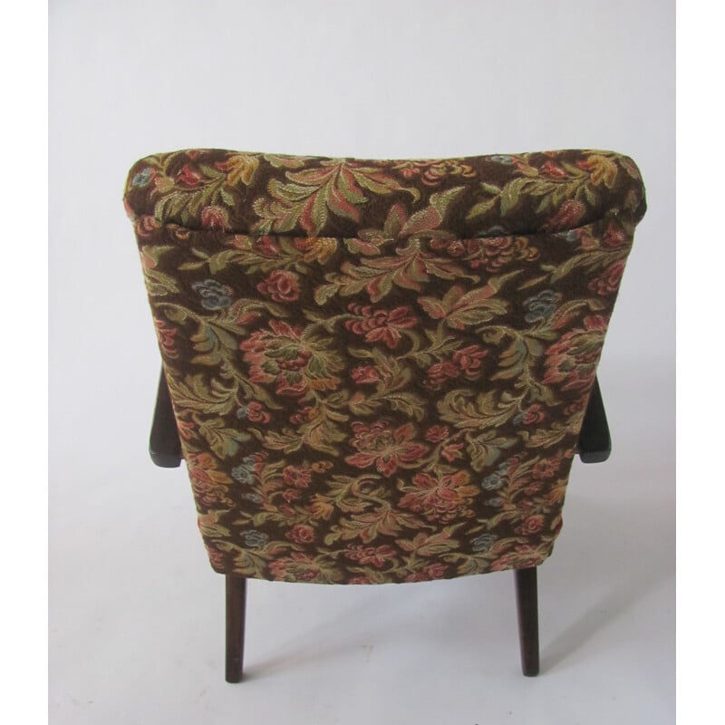 Vintage armchair in floral pattern by Jaroslav Šmídek for TON, Czechoslovakia 1960s