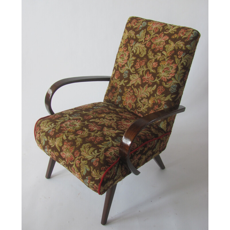 Vintage armchair in floral pattern by Jaroslav Šmídek for TON, Czechoslovakia 1960s