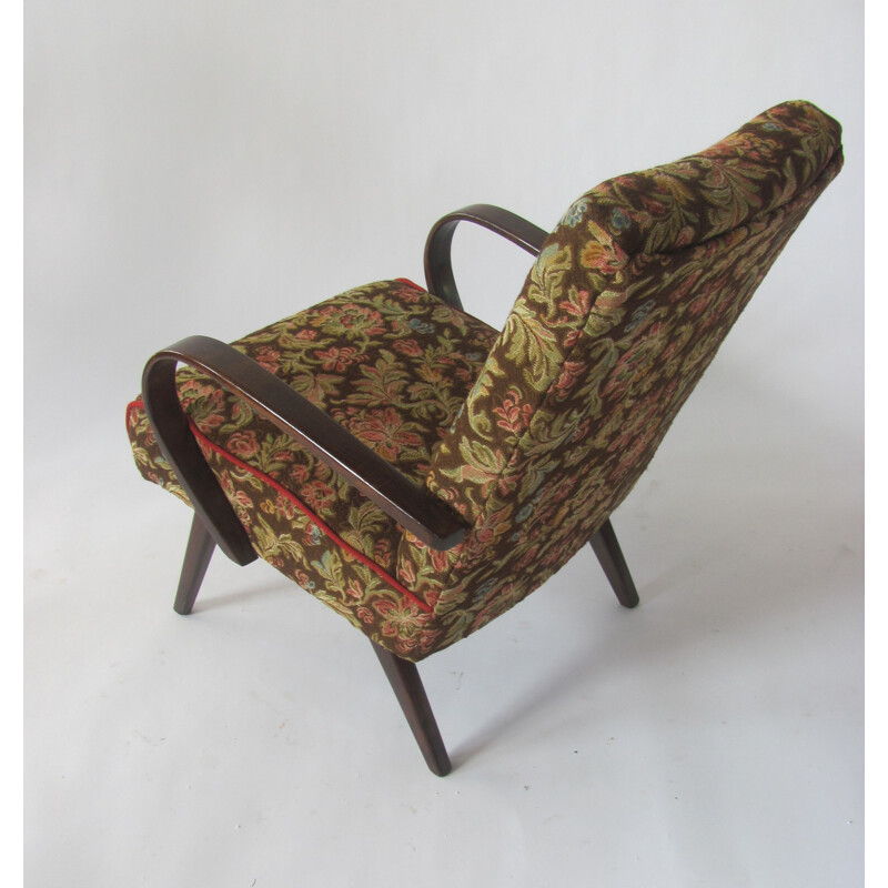 Sillón vintage con diseño floral de Jaroslav Šmídek para TON, Checoslovaquia 1960