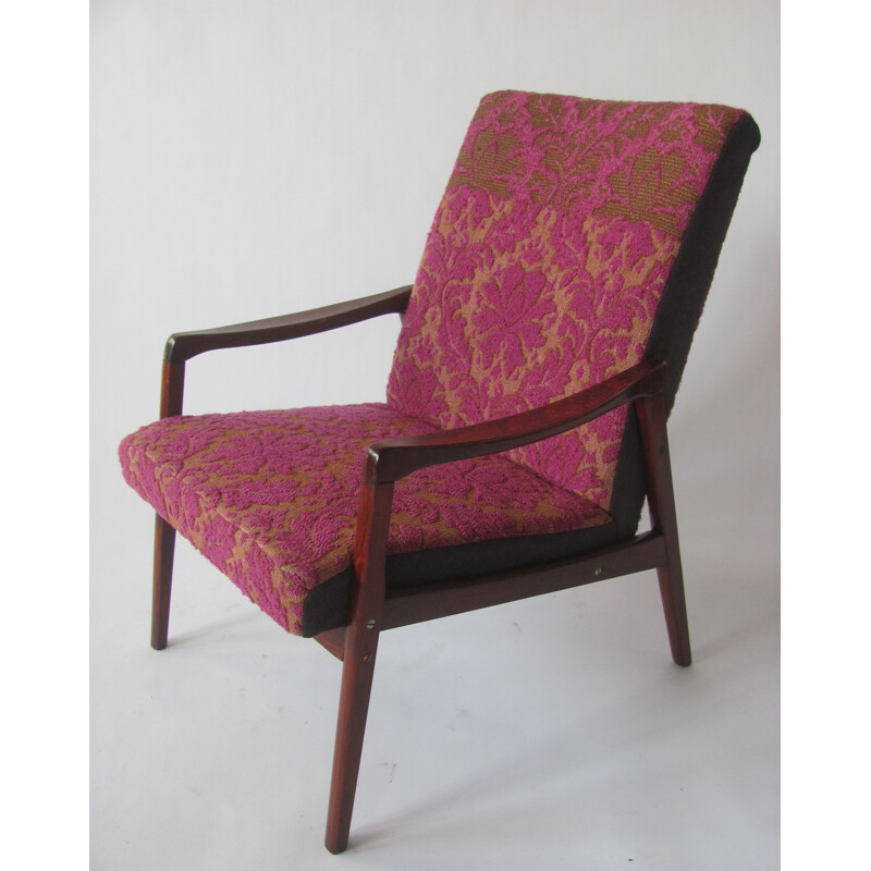 Vintage armchair in purple by Jitona, Czechoslovakia 1965