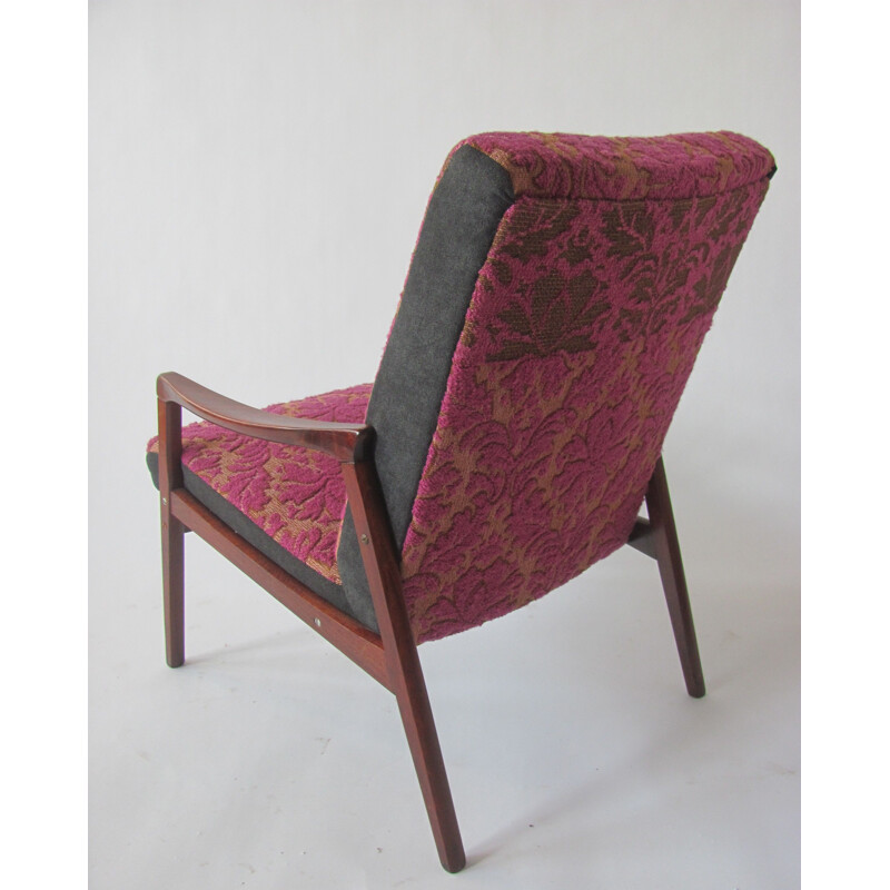 Vintage armchair in purple by Jitona, Czechoslovakia 1965