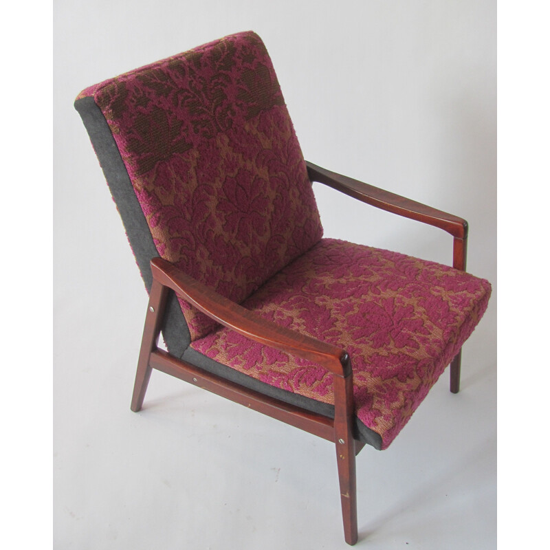 Vintage fauteuil in paars van Jitona, Tsjechoslowakije 1965