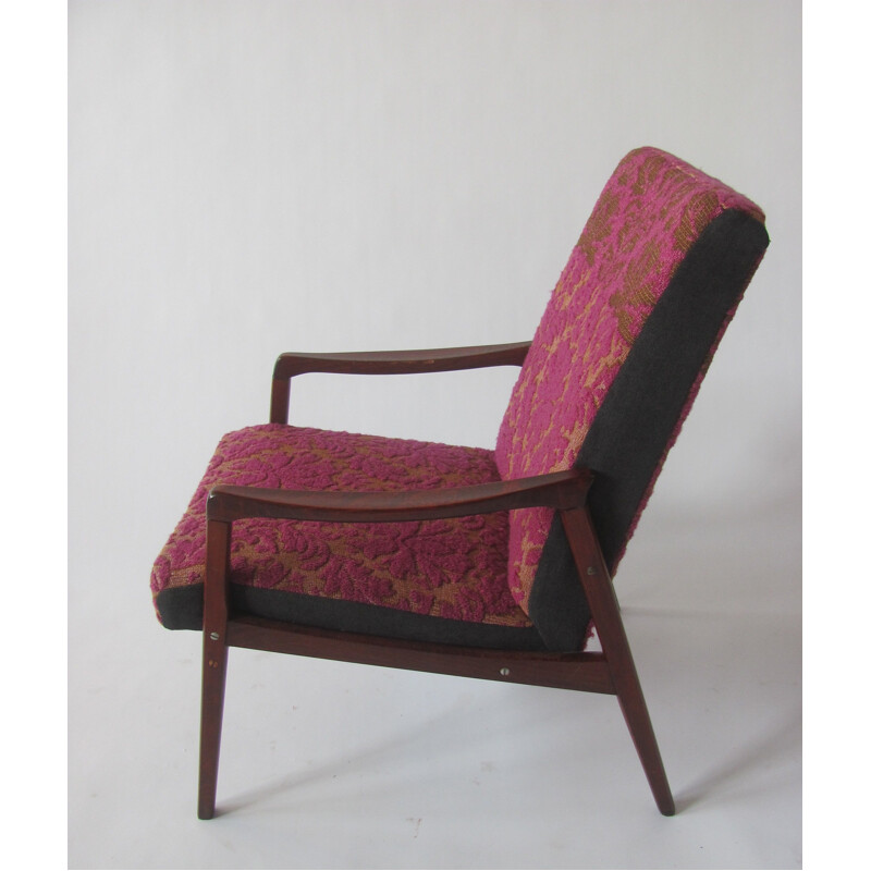 Vintage armchair in purple by Jitona, Czechoslovakia 1965