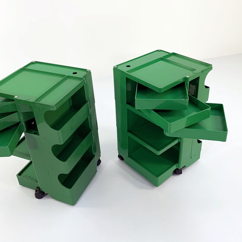 Green vintage Boby trolley by Joe Colombo for Bieffeplast, 1960s