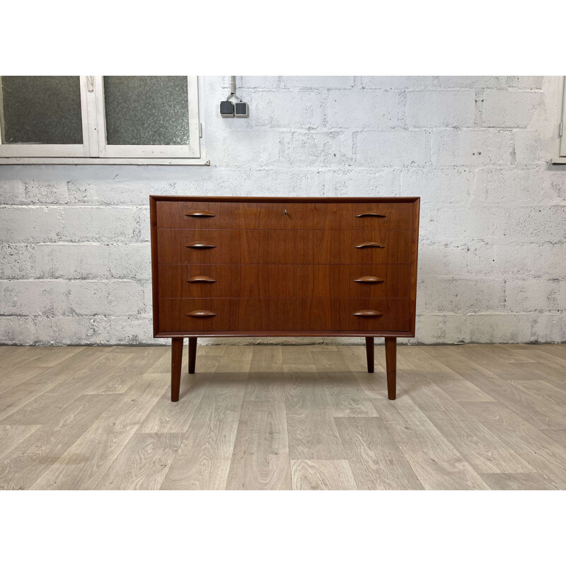 Vintage Scandinavian teak chest of drawers with 4 drawers, 1960s