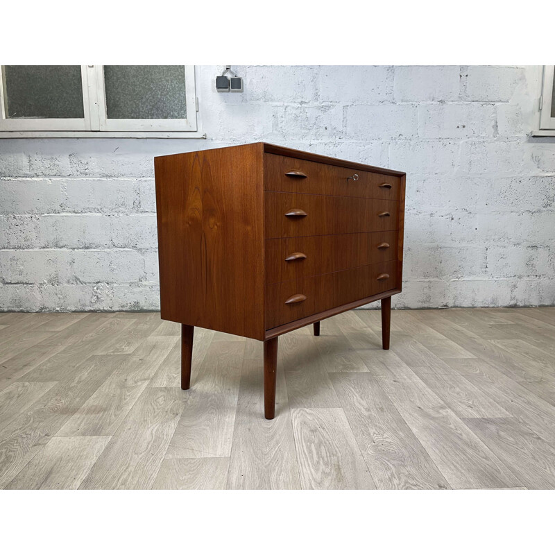 Vintage Scandinavian teak chest of drawers with 4 drawers, 1960s