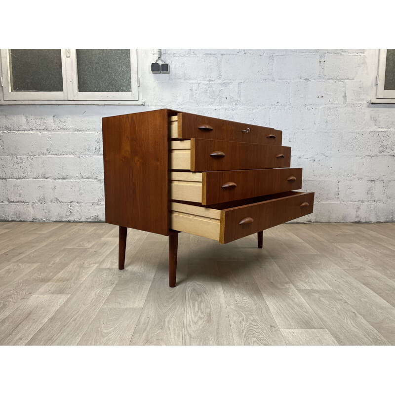 Vintage Scandinavian teak chest of drawers with 4 drawers, 1960s