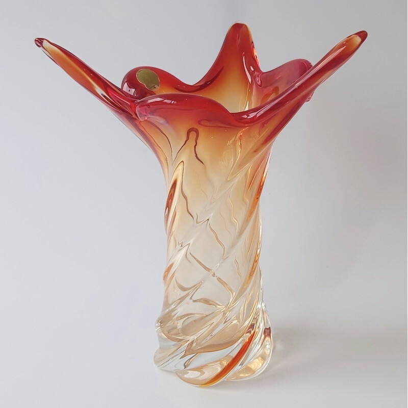 Vase vintage en verre de Murano torsadé, Italie 1960