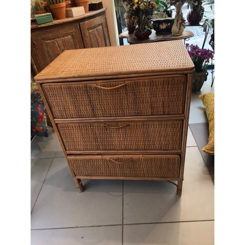 Commode à clapet tressée vintage