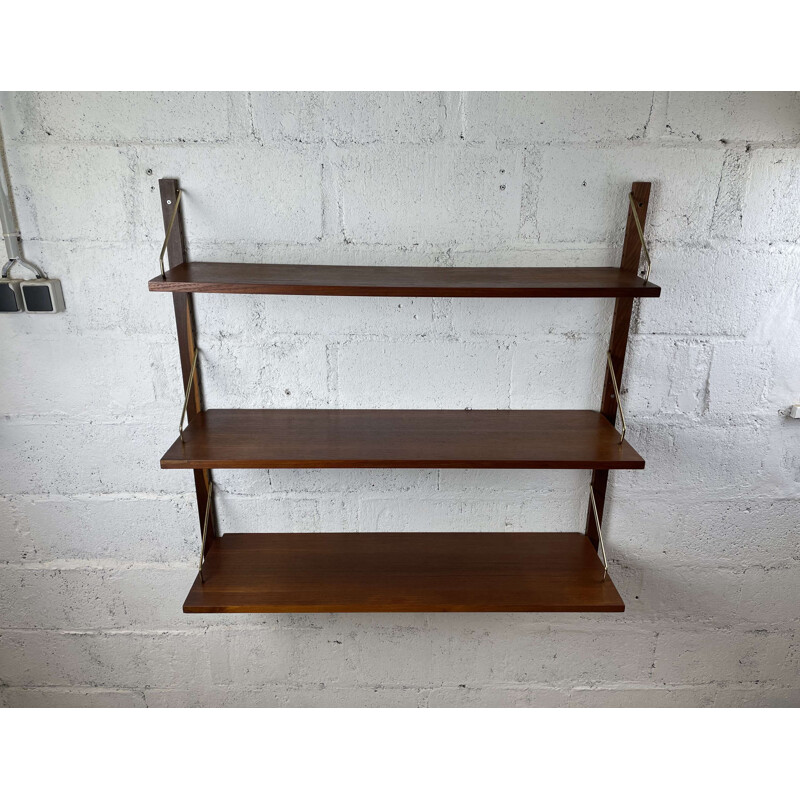 Scandinavian vintage teak wall shelves by Poul Cadovius, 1960