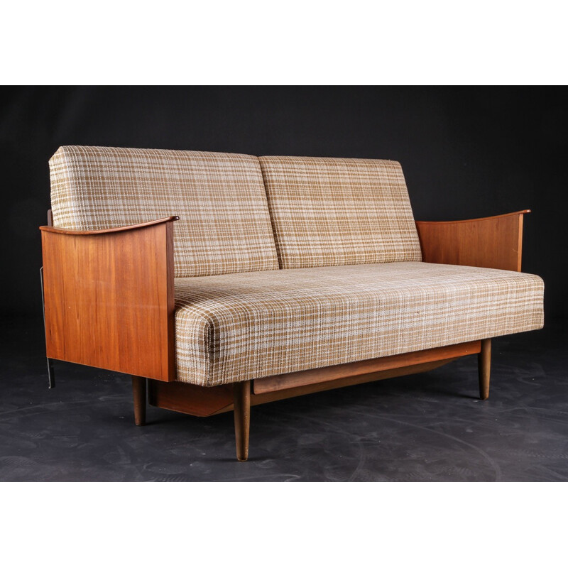 Danish daybed sofa in teak and fabric - 1950s