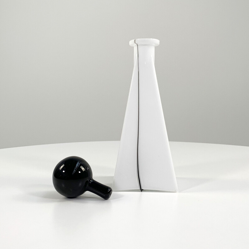 Postmodern vintage black & white pitcher in Murano glass, 1980s