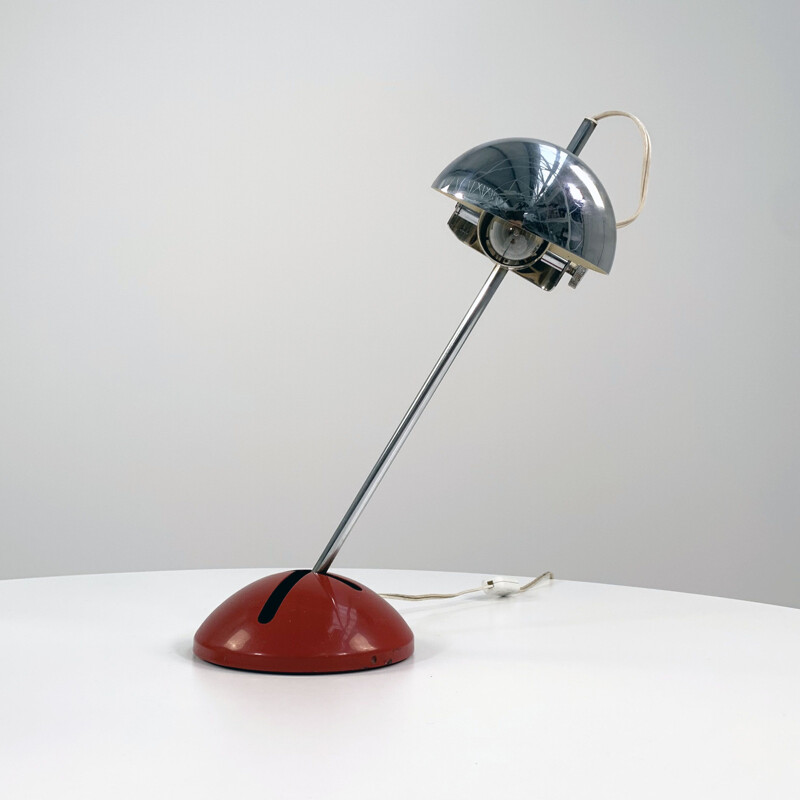 Red T395 vintage table lamp by Robert Sonneman for Luci Italia, 1970s