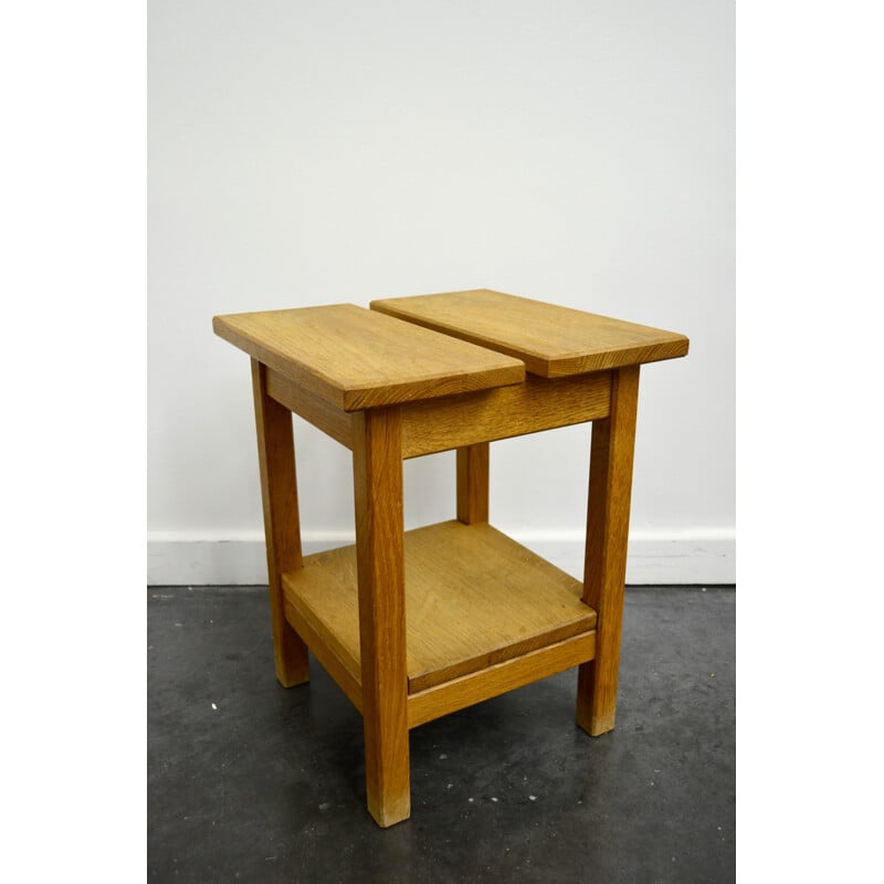  Pair of oak bedside table,  GUILLERME AND CHAMBRON - 1970s