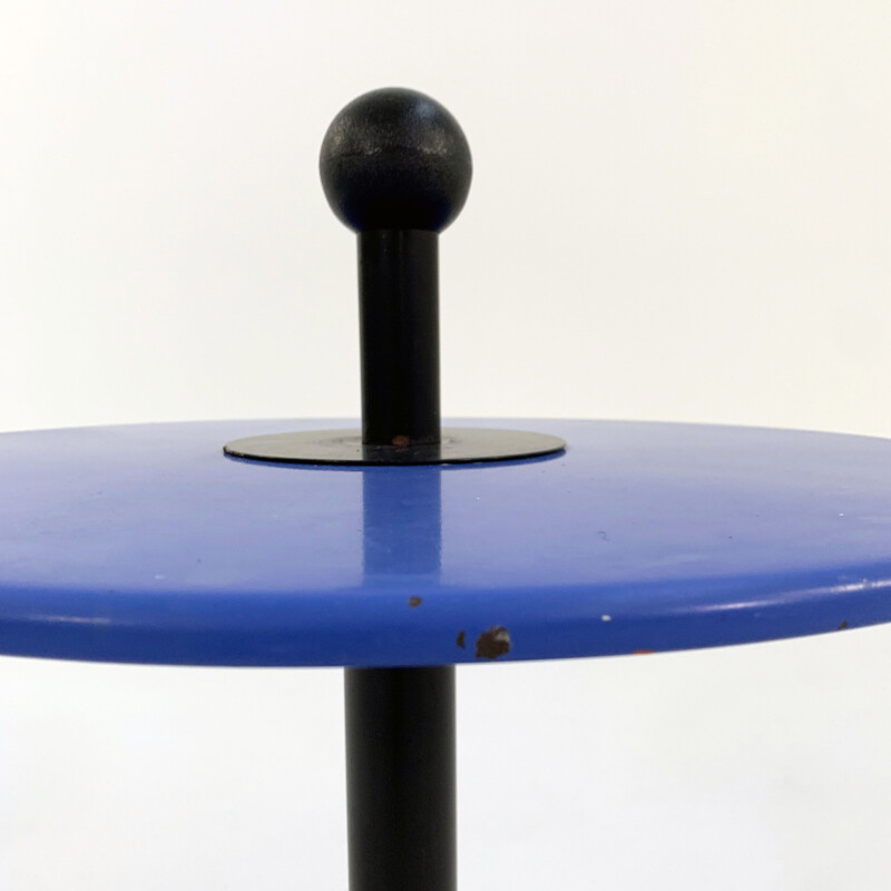 Blue postmodern vintage side table in metal, 1980s