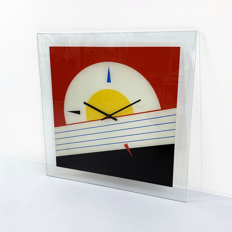 Vintage clock in glass, 1980s