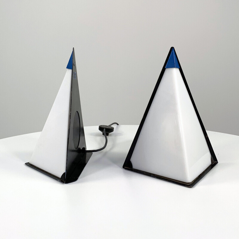Pair of vintage postmodern pyramid lamps by Zonca Italy, 1980s