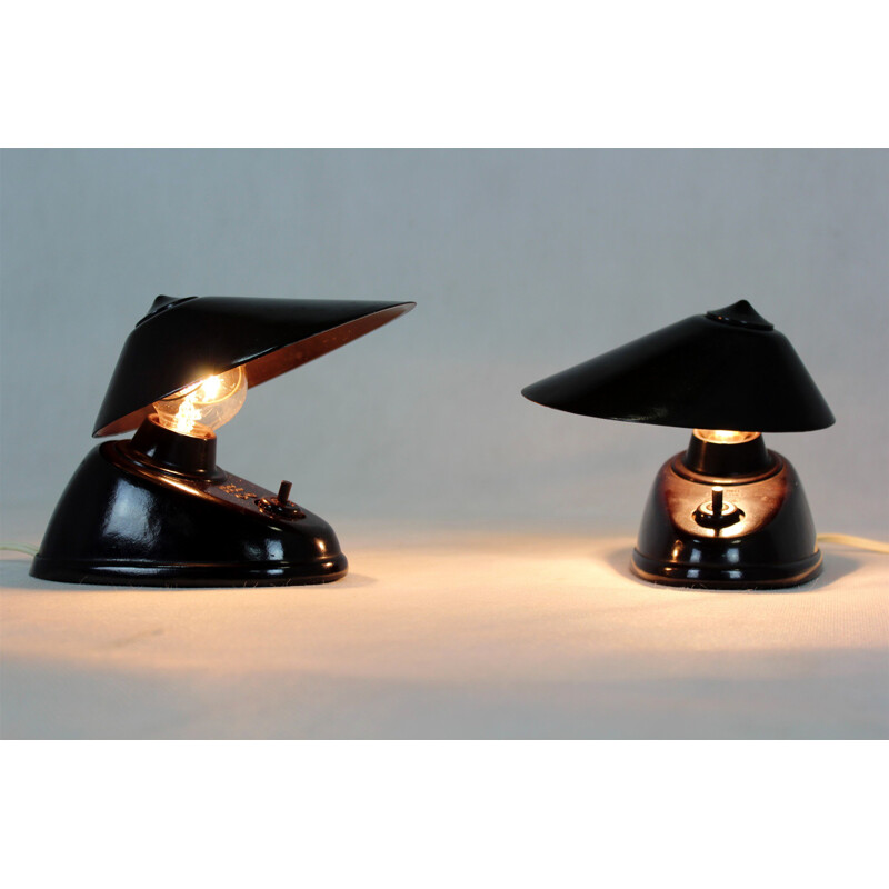 Pair of vintage bakelite Bauhaus table lamps from ESC, Czechoslovakia 1940s